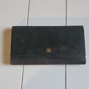 Black Leather Clutch Wallet